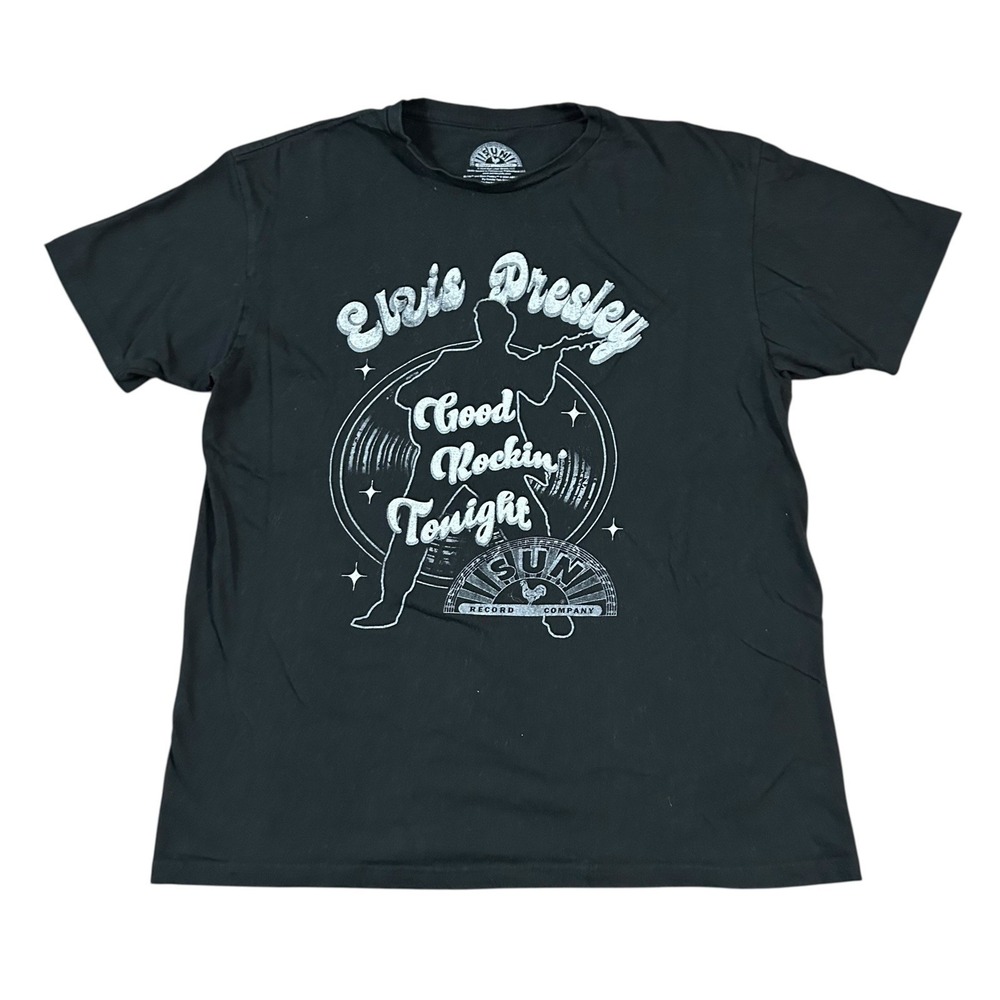 Elvis Presley size Large T Shirt Sun‎ Record Company Black Good Rockin Tonight